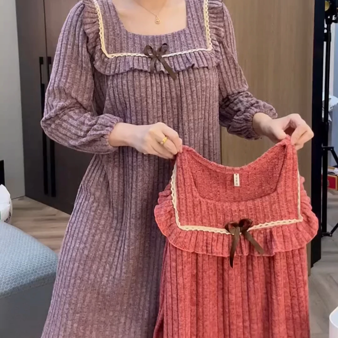 新款高品质洋气蝴蝶结拼接蕾丝舒适显瘦睡裙