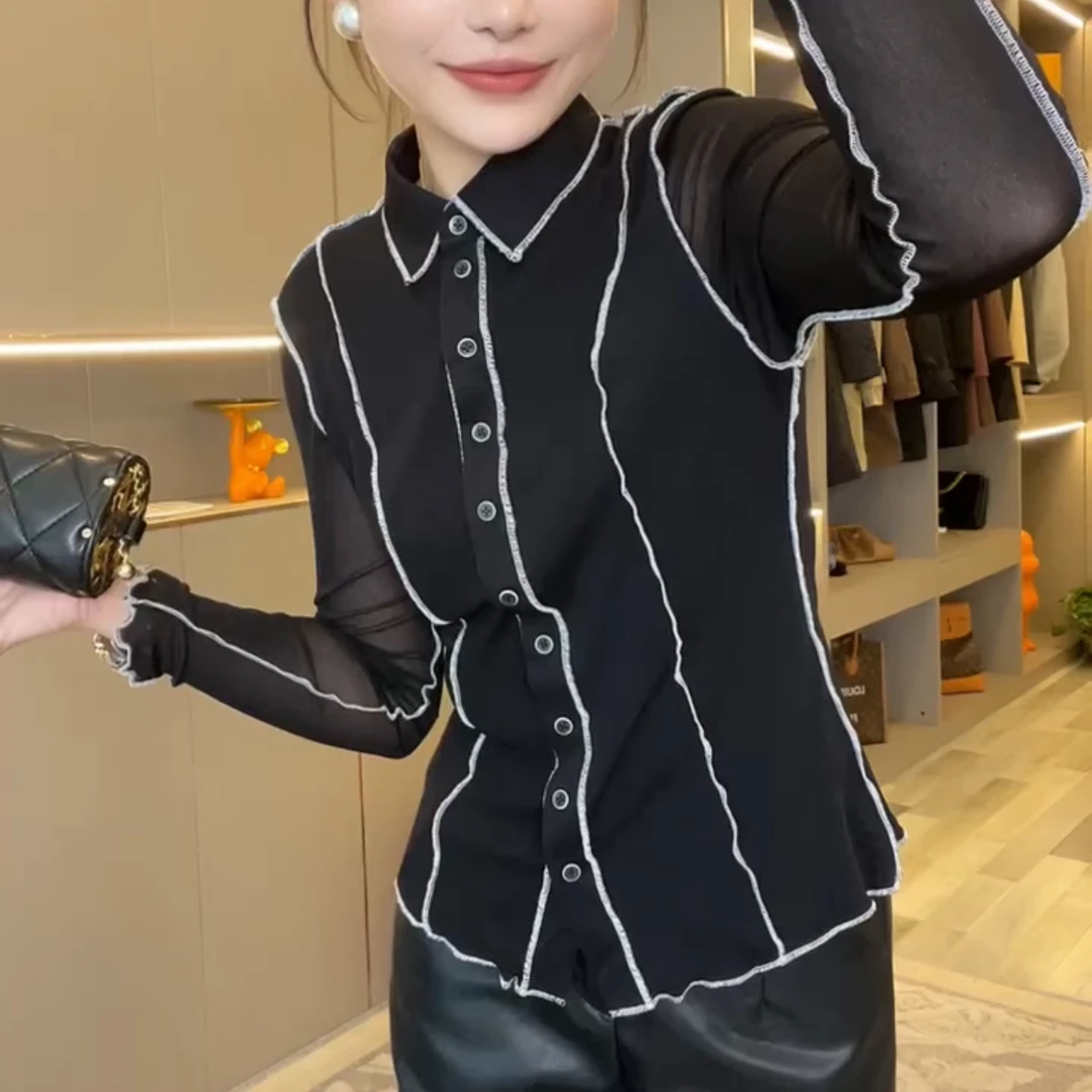 新款洋气显瘦明线衬衫