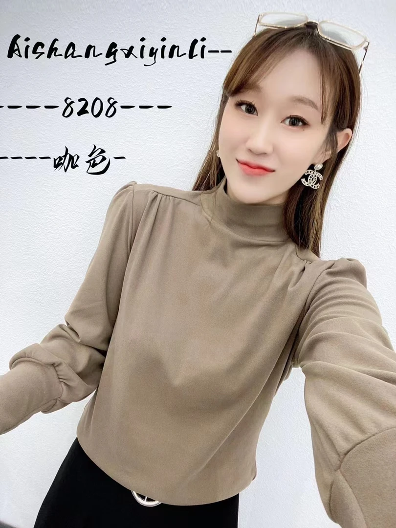 气质半高领双面一体绒内搭保暖打底衫女加厚冬新款百搭减龄上衣