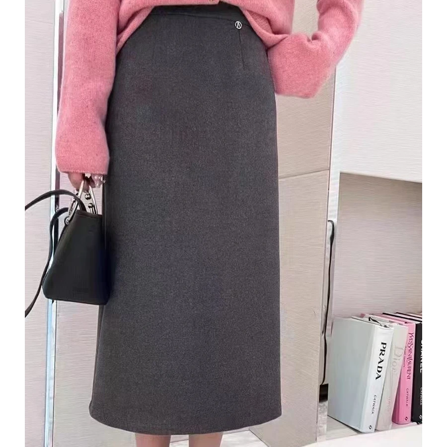 蔻沅2024秋冬毛呢半身裙