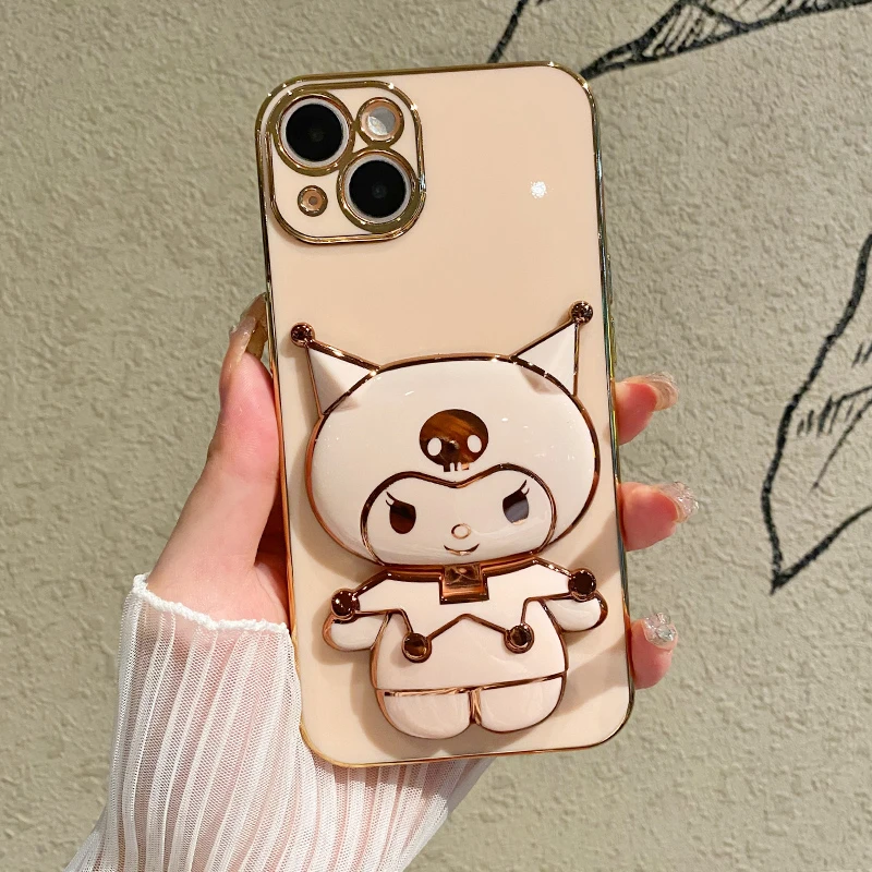 适用苹果14/华为/oppo/vivo/小米13手机壳创意库洛米补妆镜支架女