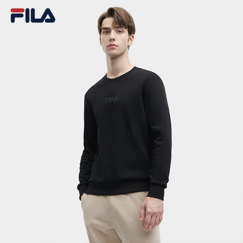 斐乐男子秋冬款休闲运动圆领户外时尚针织长袖套头衫.F11M348222F