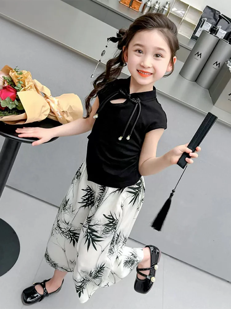女童套装国风2025新款夏季女孩宝宝洋气时髦新中式儿童装衣服薄款