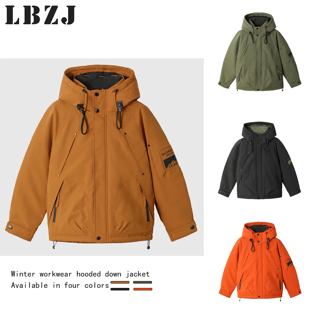 兰博之嘉•冬季户外羽绒服百搭工装休闲连帽潮流加绒加厚韩版外套