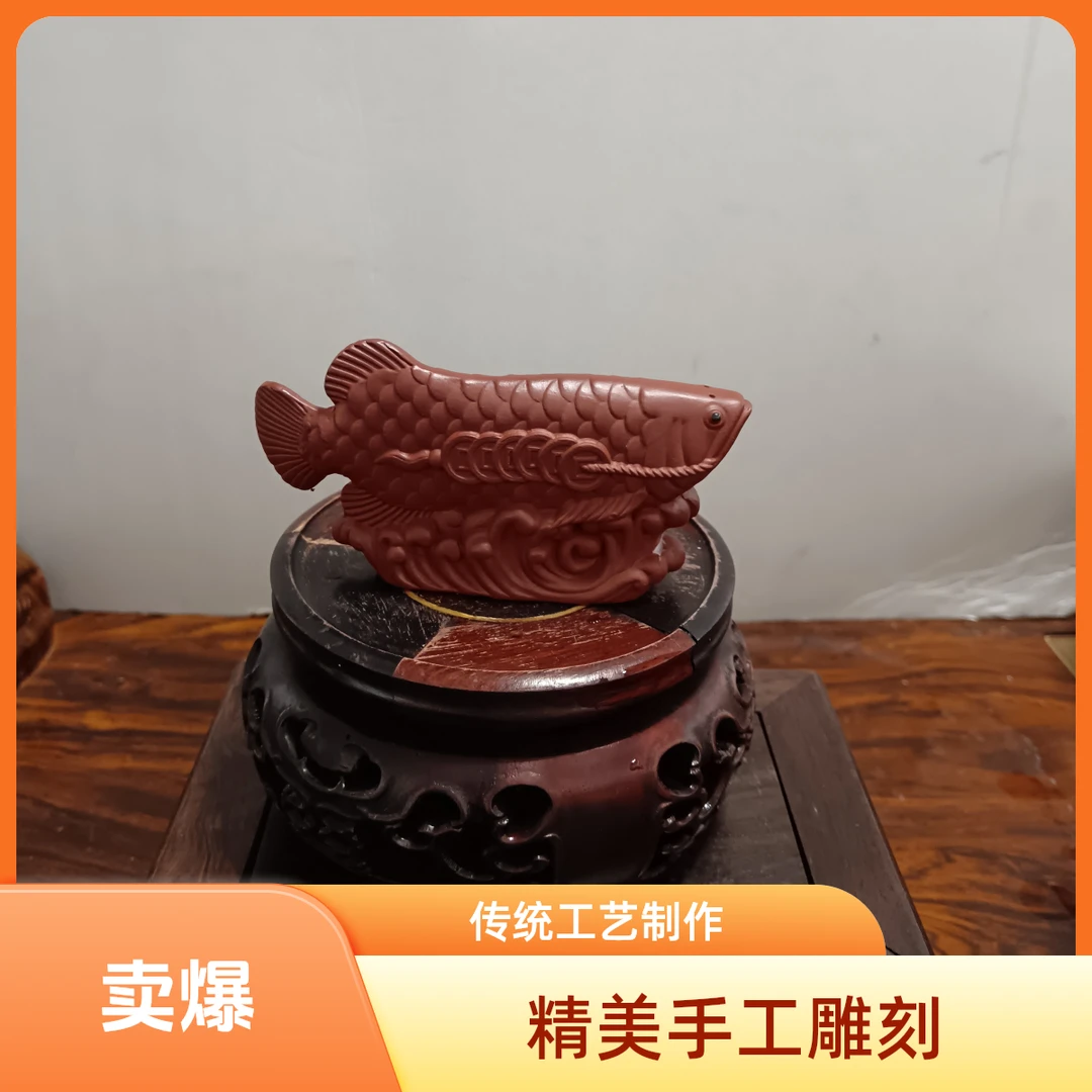 宜兴原矿朱泥柴烧红泥陶瓷手工茶宠纯手工全手工浮雕创意雕刻