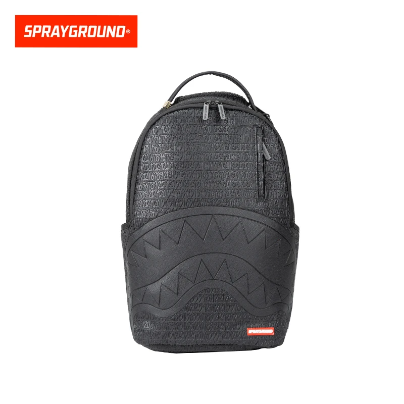 SPRAYGROUND 鲨鱼嘴黑色潮流皮质双肩包户外运动防水XB W1045750