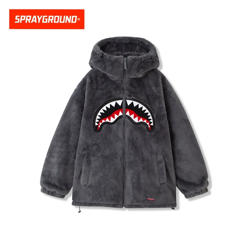 SPRAYGROUND 鲨鱼嘴毛绒棉服外套宽松连帽秋冬XB WD931119