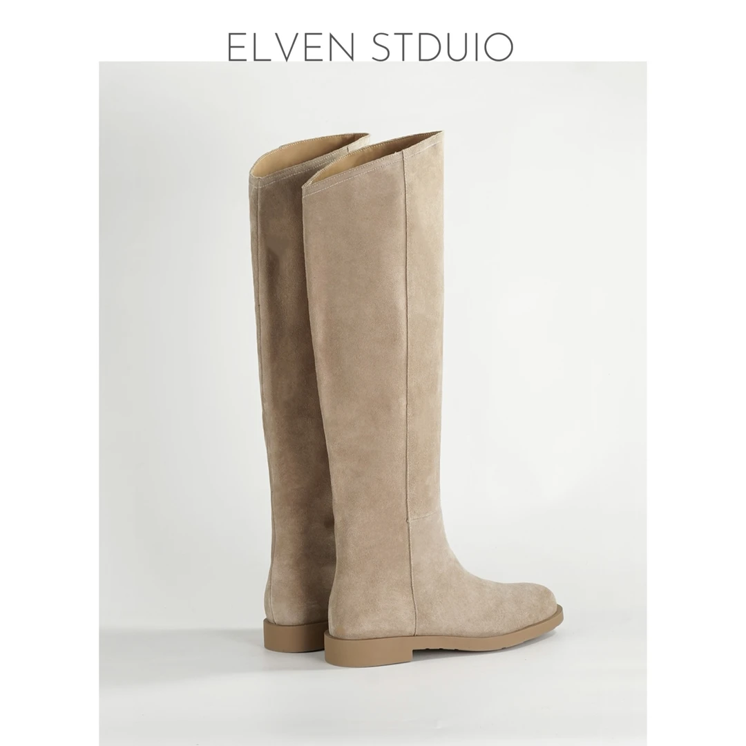 【Eleven‘shoes】2.5CM复古宽松直筒经典显瘦休闲百搭女靴/麦麦