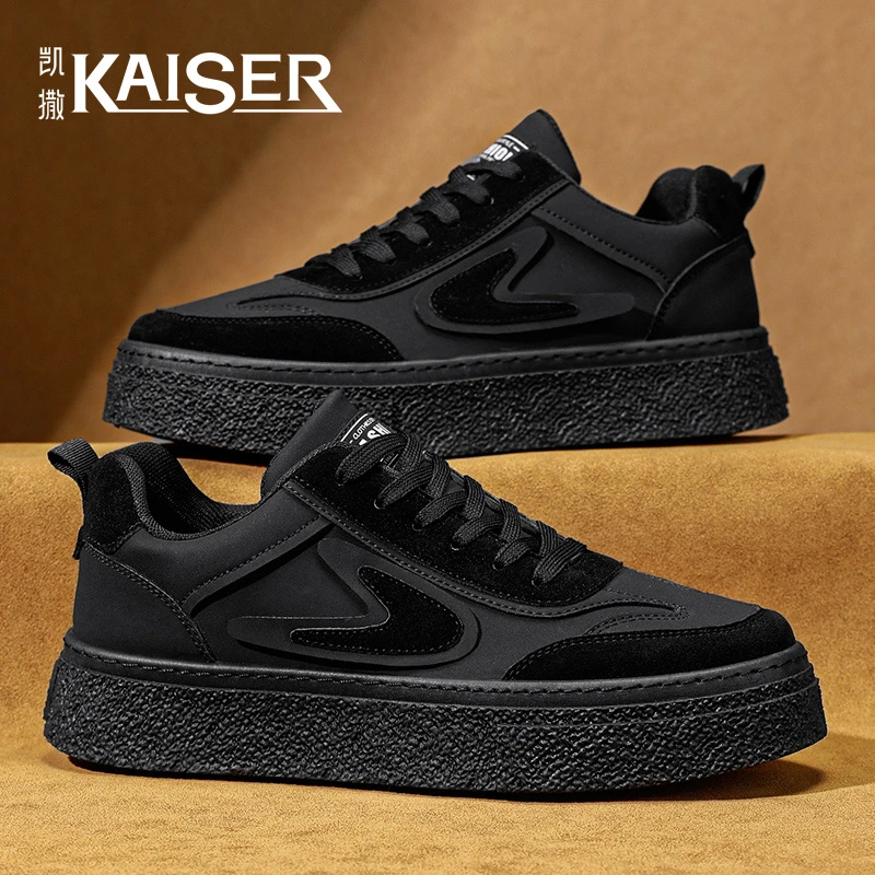 KAISER/凯撒·男鞋秋季防滑厚底板鞋潮流男款小白鞋百搭运动休闲鞋
