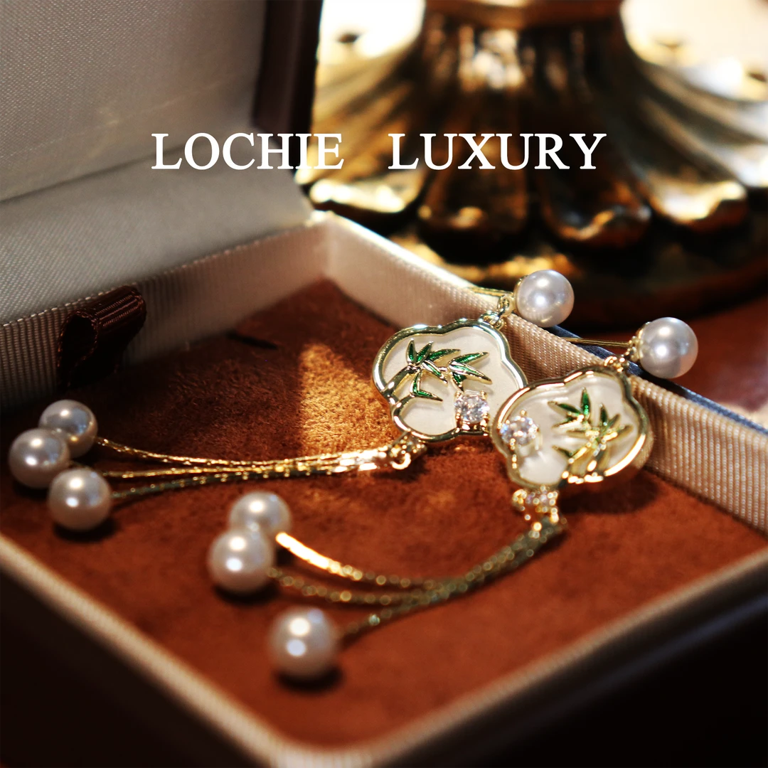 铜合金仿珍珠耳饰 D3414【竹韵清雅】新中式复古竹节流苏质感耳坠