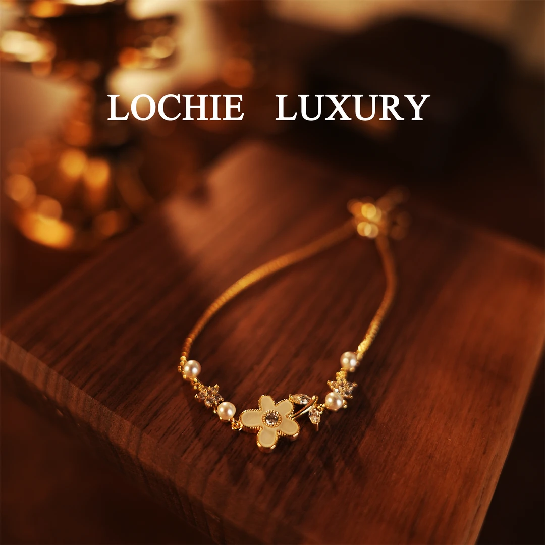 铜合金手链 L4411【盛夏花园】法式高级感金色花朵抽拉式手链