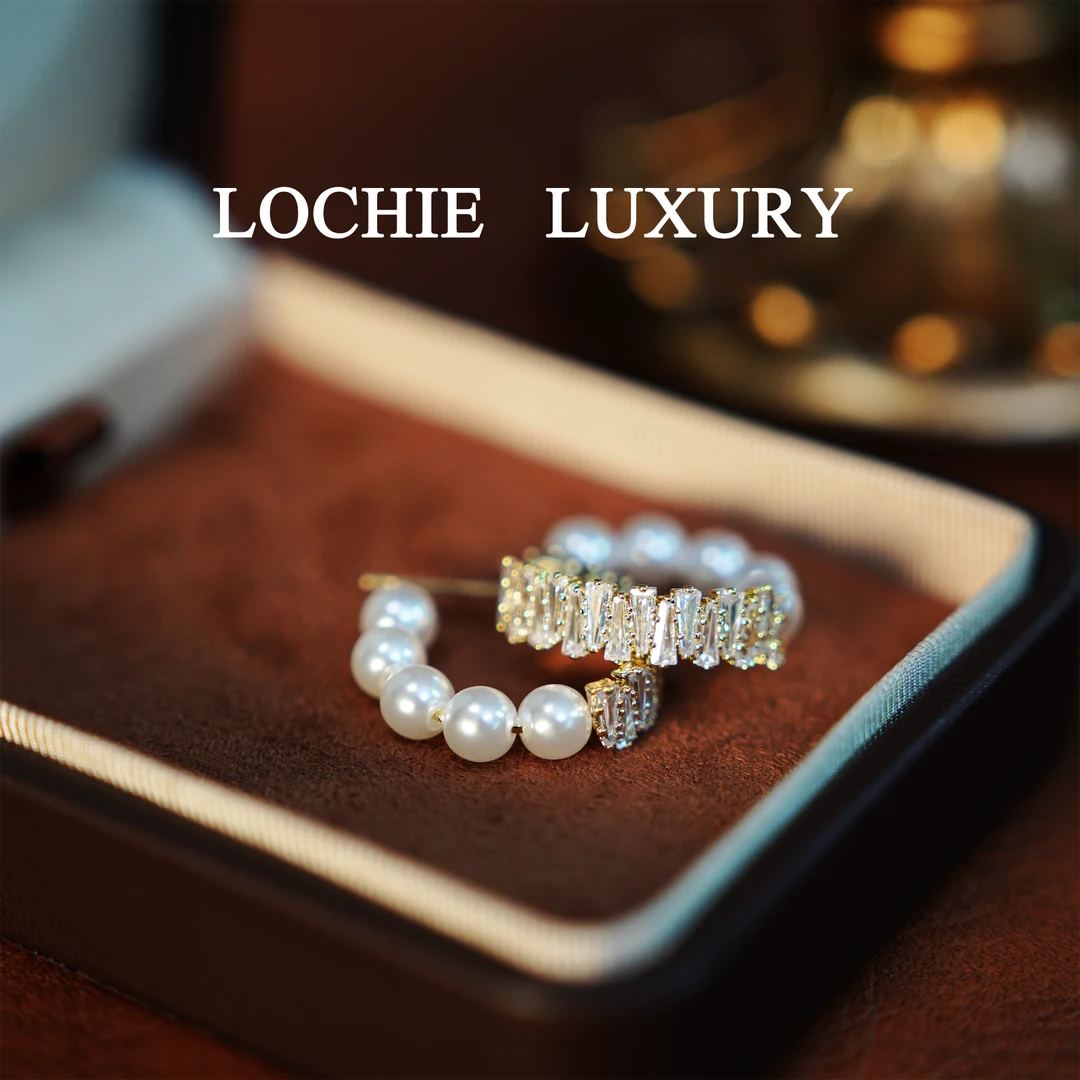 铜合金锆石耳饰 B3502【罗马浪漫】法式轻奢高级锆石C耳圈