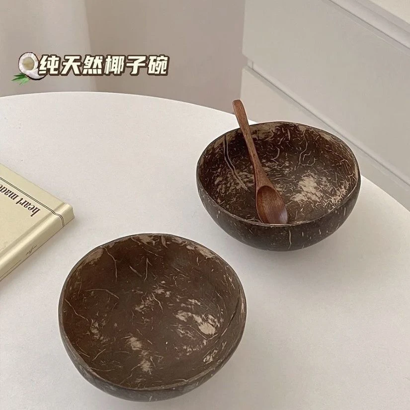 ins风椰壳碗网红大号儿童高颜值家用客厅大容量复古麦片碗沙拉碗