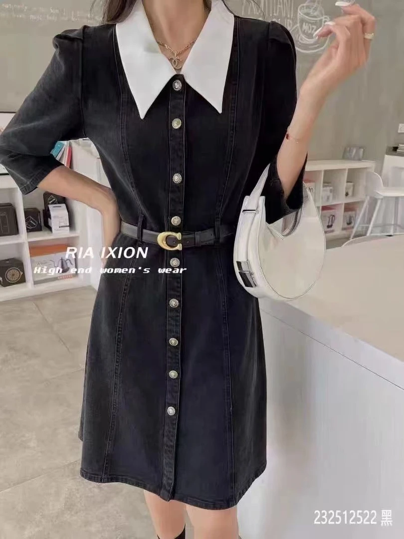 2522品牌撤柜女装剪标时尚设计款牛仔连衣裙