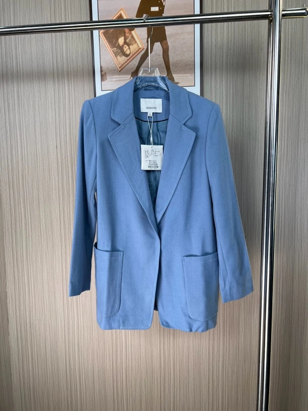 014品牌撤柜女装曼家时尚设计款西装羊毛外套