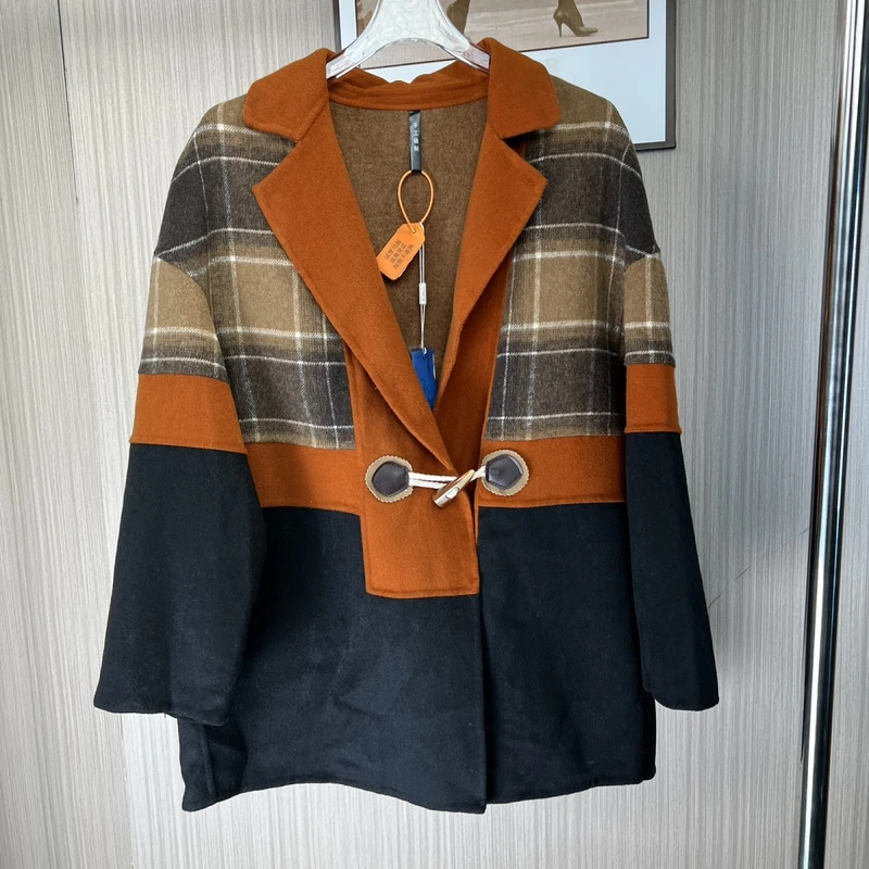 2017品牌撤柜女装时尚设计款双面羊毛外套