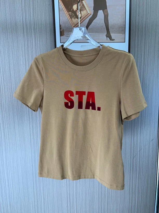 2864品牌撤柜女装剪标时尚印花百搭圆领显瘦上衣
