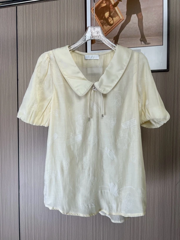 3037品牌撤柜女装kk夏季时尚休闲气质翻领雪纺衫