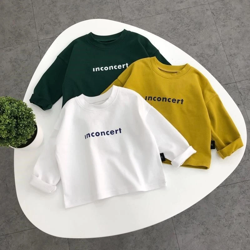 儿童打底衫纯棉春款韩版童装男女宝宝百搭休闲长袖T恤中小童上衣t