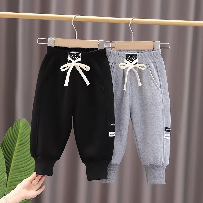 男童加绒裤子童装冬季宝宝洋气加厚保暖裤儿童外穿一体绒休闲裤潮