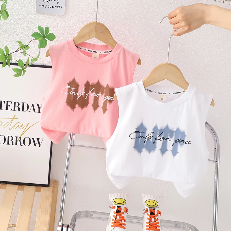 宝宝夏季短袖T恤男童女童夏装薄款无袖背心纯棉儿童夏款韩版上衣