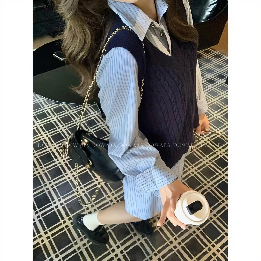 大婉酱微胖定制&千千【叠穿法则】马甲背心针织女早秋V领马夹 5238D