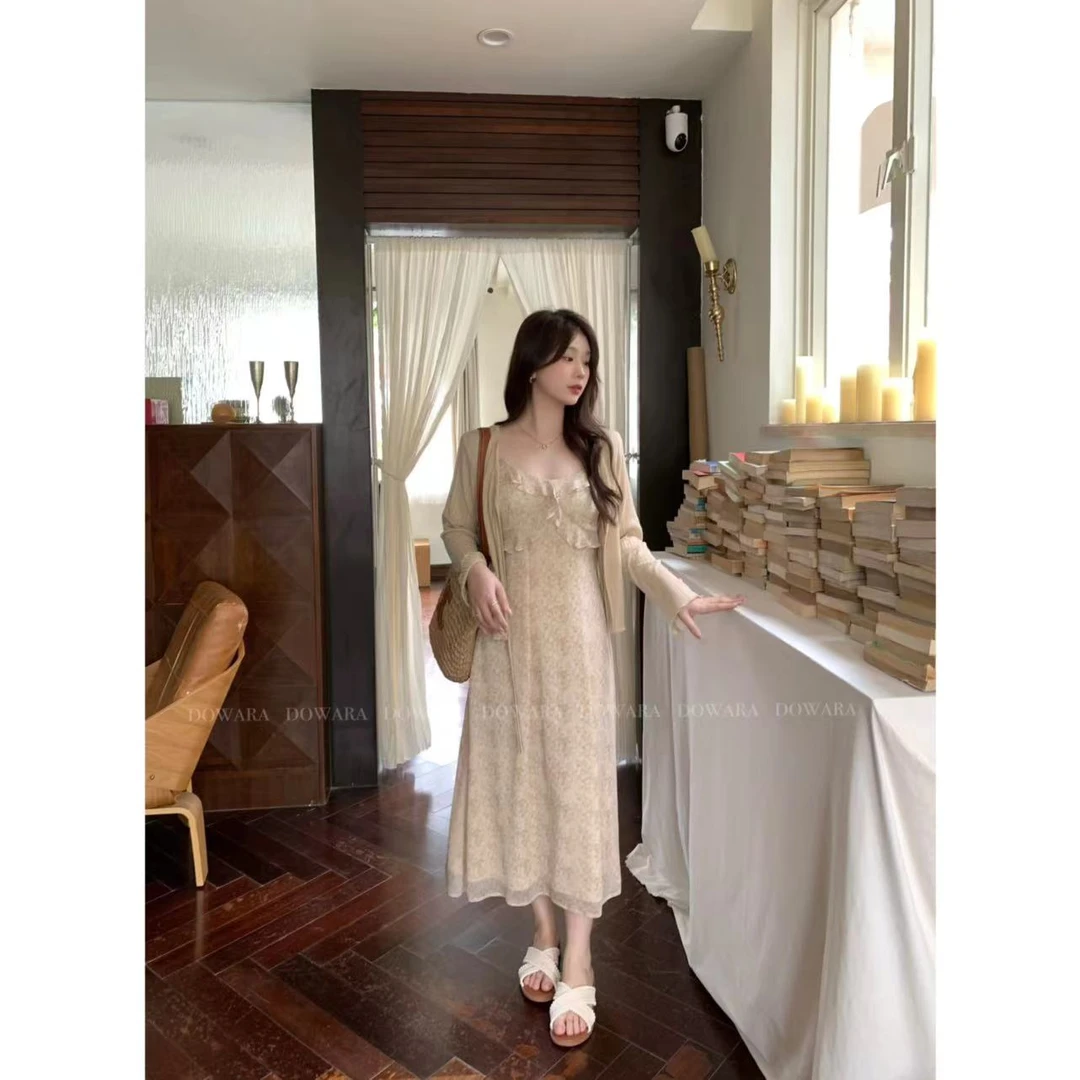 现货折扣6108D千千微胖定制碎花吊带裙夏季女显瘦长款连衣裙女