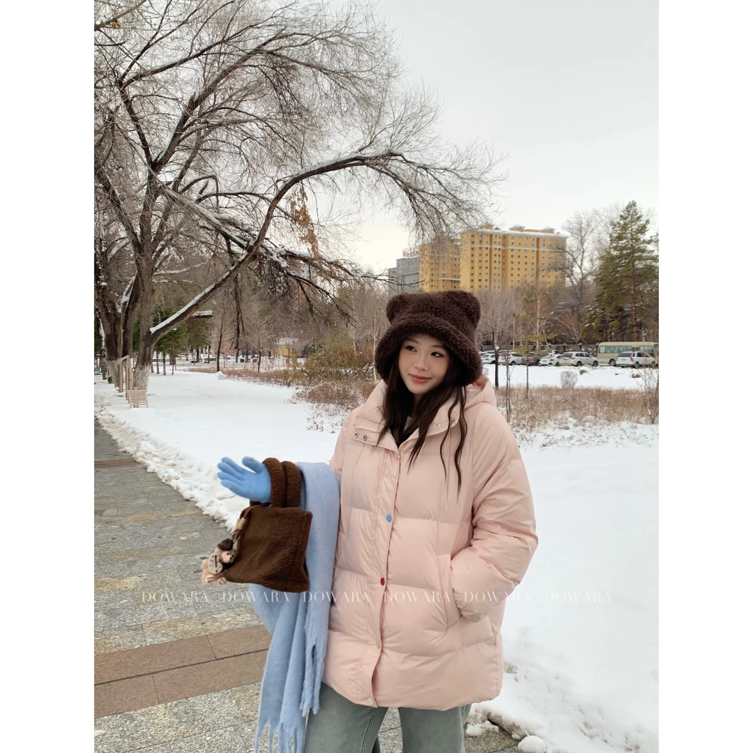 现货大婉酱千千微胖定制【彩虹糖】连帽棉服冬季百搭防风外套5783D