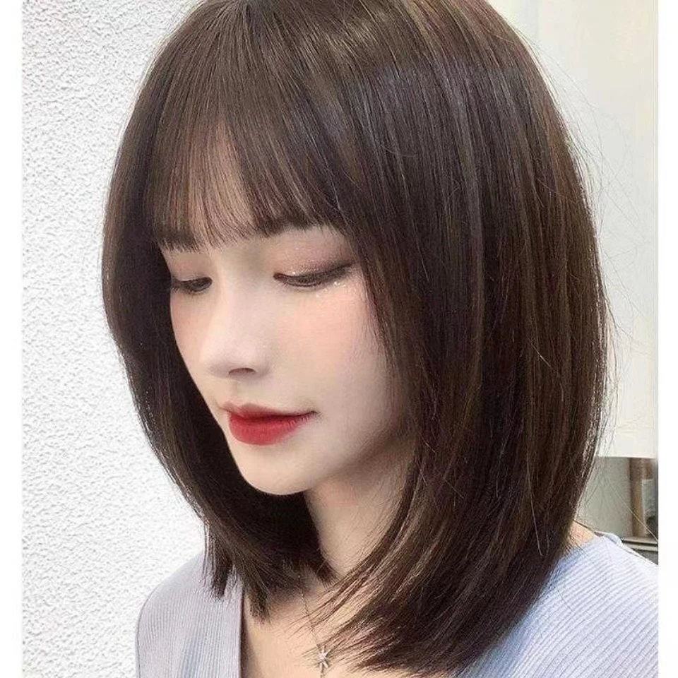 倩妮迪【锁骨中长发】真人发丝全真发全头套40厘米透气轻薄