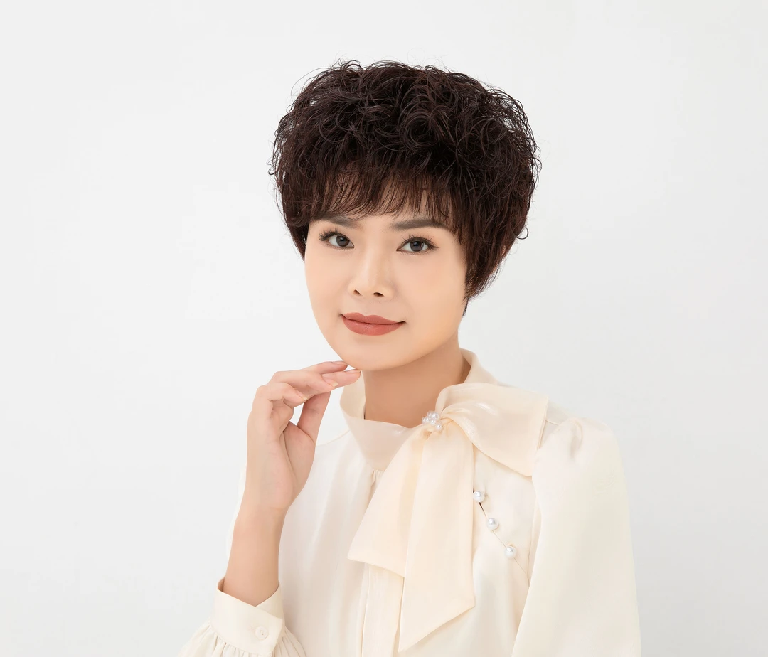 倩妮迪时尚中老年妈妈短卷发洋气逼真自然9812