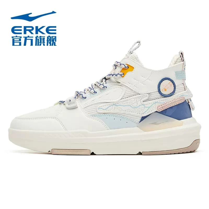 【特价款】丹霞丨鸿星尔克新款女软底百搭潮流休闲高帮运动鞋1418