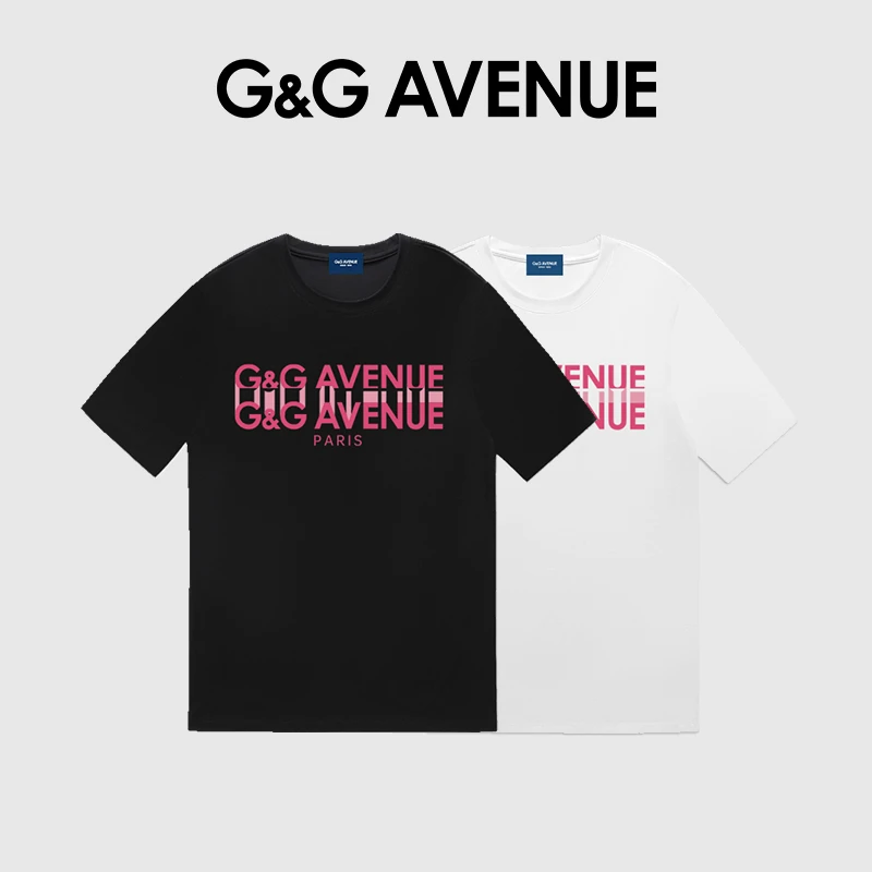 G&G AVENUE 轻奢潮牌夏季纯棉短袖T恤半袖男女同款百搭日常舒适
