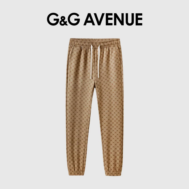 G&G Avenue宽松型春夏格子微束脚薄款碎花中低腰男士休闲卫裤百搭