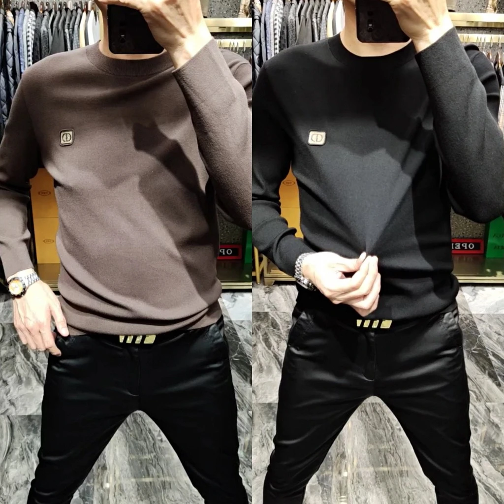 欧货秋冬季新款高品质男士针织衫圆领时尚潮流休闲商务男士打底衫