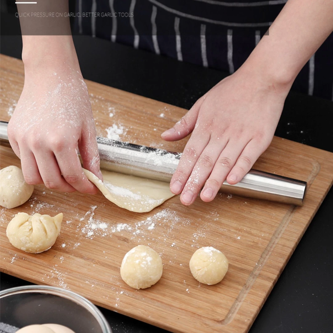 304不锈钢擀面杖加粗家用擀面棍饺子皮干面棍杆小型烘焙擀面神器