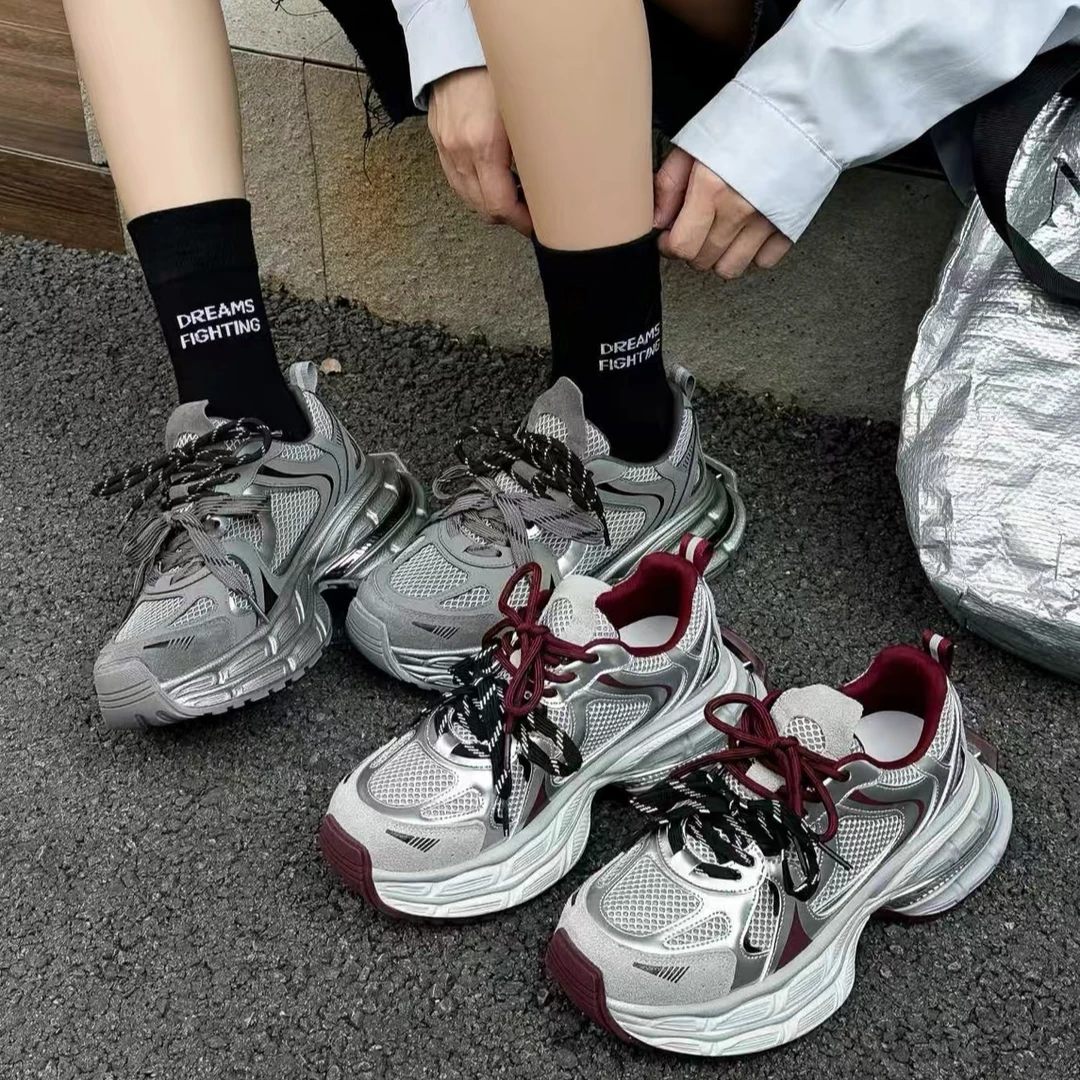 【FF】2024年秋季新款双层底安哥拉红百搭老爹鞋网红休闲鞋