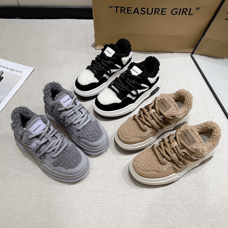 【FF】百搭厚底加绒保暖韩版秋冬加厚加绒休闲板鞋时尚潮流冬季女鞋