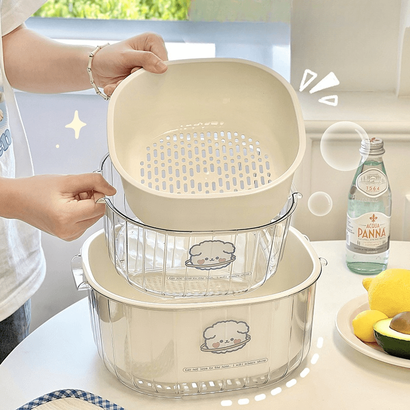 洗菜盆双层沥水篮厨房用品客厅茶几家用水果果盘篮子盆子淘玉憬熙