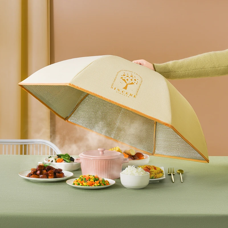 保温菜罩新款2023家用折叠餐桌罩饭桌盖菜罩加厚铝箔盖冬季防尘罩