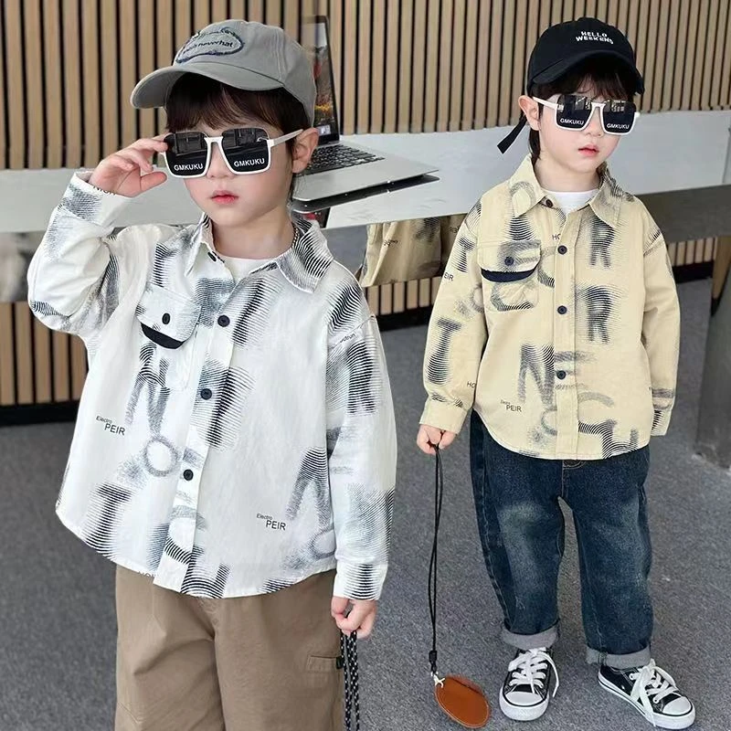 男童衬衫2024春季新款帅气时髦潮儿童春装小童外套小男孩春秋上衣