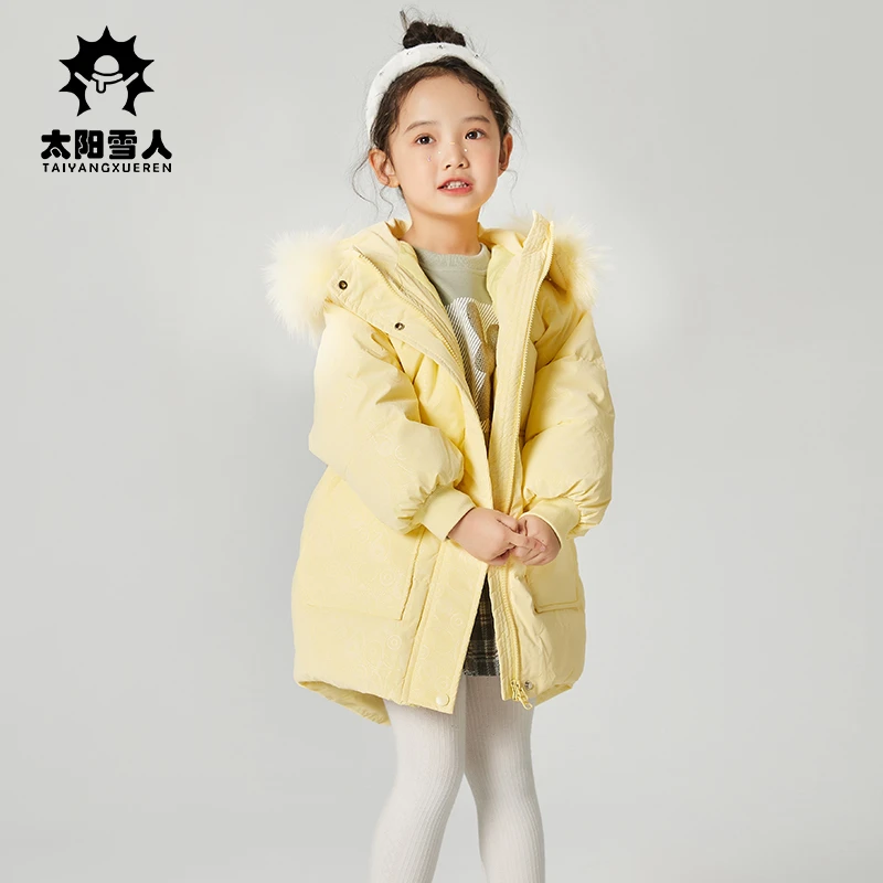 太阳雪人【肉妈专属】冬季新款童装儿童女童保暖中长款羽绒服890124