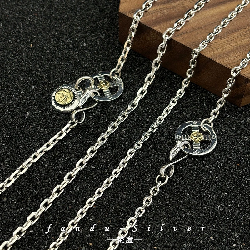 链子925银 纯银goros高桥细角链太角链挂老鹰羽毛专用链子经典款