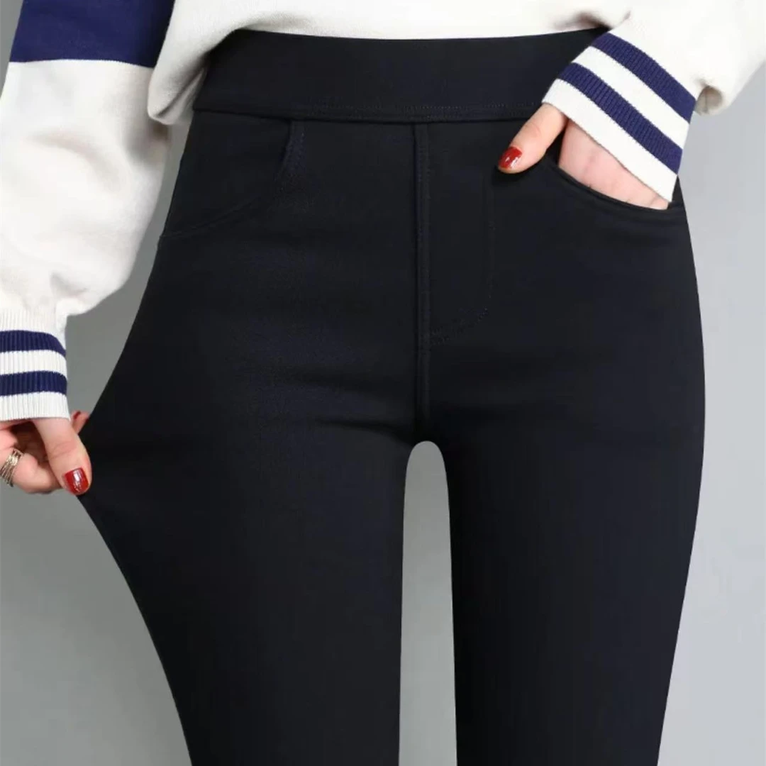 K2011 女神加绒修身百搭小黑裤休闲裤 4KZ1743