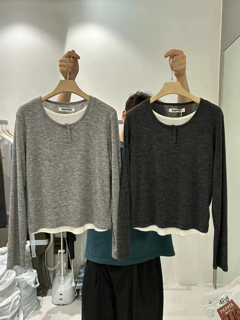 04东大门 直邮正品假两件秋季薄款打底衫