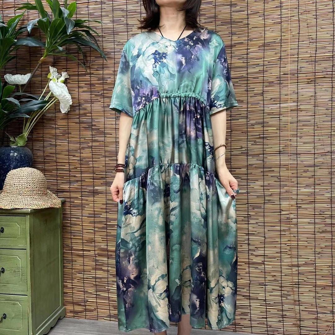 3391新款春夏遮肉显瘦洋气减龄连衣裙QZ