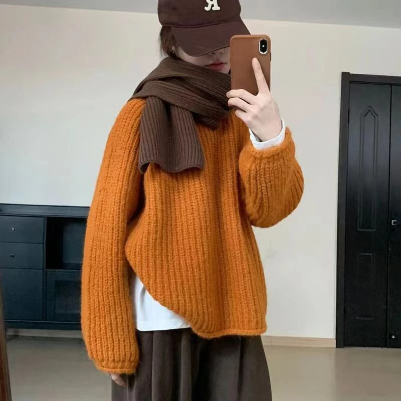温柔软糯毛衣女2024新款秋冬韩版小香风宽松显瘦外穿开衫针织衫