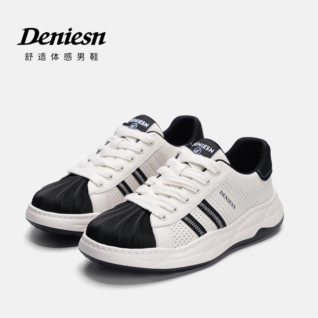 时尚新款情侣小白鞋潮流百搭贝壳头厚底板鞋轻便百搭低帮男鞋潮鞋