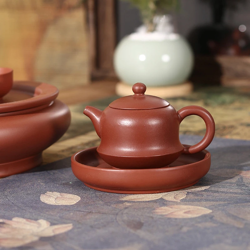 全手工家用手制手拉壶三杯创意工夫大红袍金钟小号冲茶罐朱泥茶壶