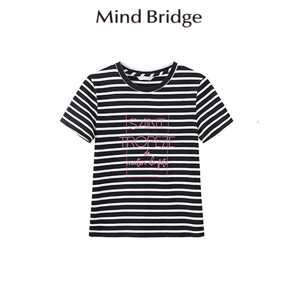 Mind Bridge/心桥休闲女士夏季条纹T恤MB1817-MVTS328H