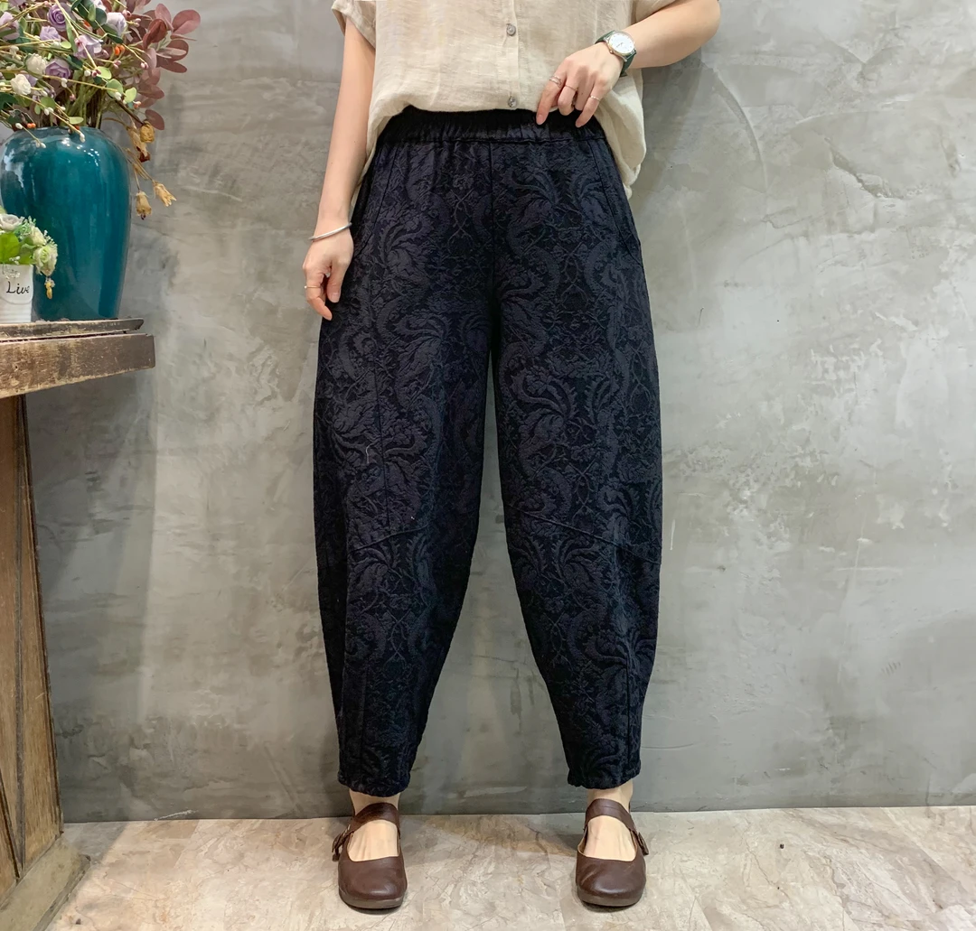 灯笼裤女长裤秋冬名族风女装裤子阔腿裤宽松加绒哈伦裤百搭女裤